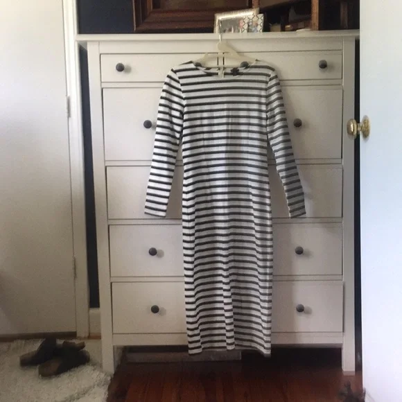 j crew striped midi dress Long-sleeve Striped Dress For Women